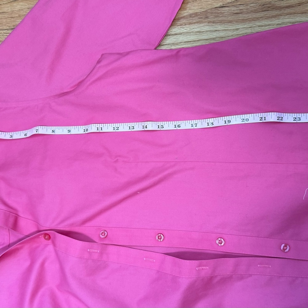 Chico's Blouse 100% cotton non-iron hidden button-up 2/3 sleeves Pink  3 (XL-16) - Picture 7 of 7